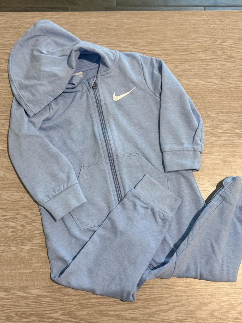 Nike Baby Light Blue Zip-Up Hoodie with Swoosh